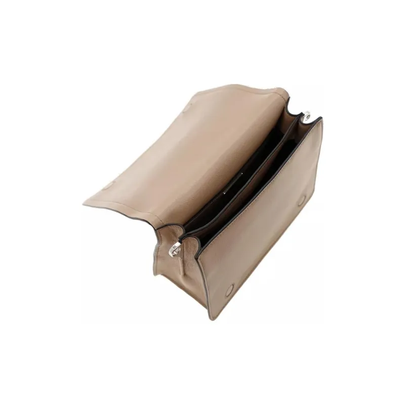 PRADA Leather Shoulder Bag Women's Beige-3