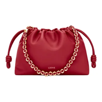 LOEWE Flamenco Lambskin Shoulder Bag Crossbody Bag Handbags Medium Size Women's 1Caramel Red