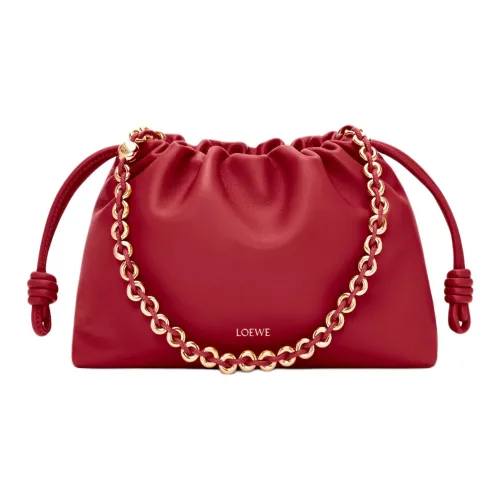 LOEWE Flamenco Lambskin Shoulder Bag Crossbody Bag Handbags Medium Size Women's 1Caramel Red