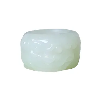 Ingenuity Hetian Jade Rings Pale Greenish White Jade Unisex