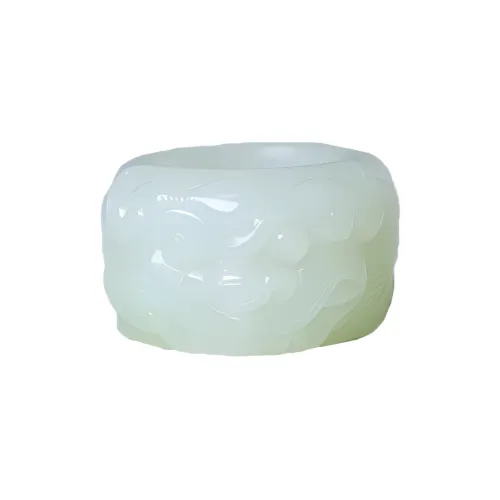 Ingenuity Hetian Jade Rings Pale Greenish White Jade Unisex