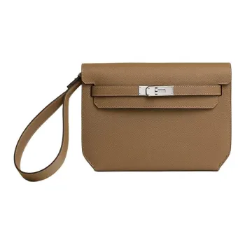 HERMES Kelly Depeches Epsom Calfskin Clutch Men's 3G Alezan Chestnut