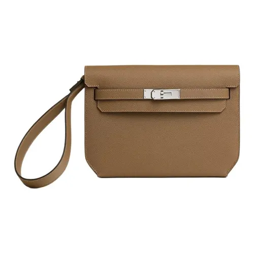 HERMES Kelly Depeches Epsom Calfskin Clutch Men's 3G Alezan Chestnut