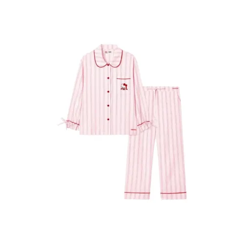 THE BEAST x Hello Kitty Pajama Set Women's Pink Stripes