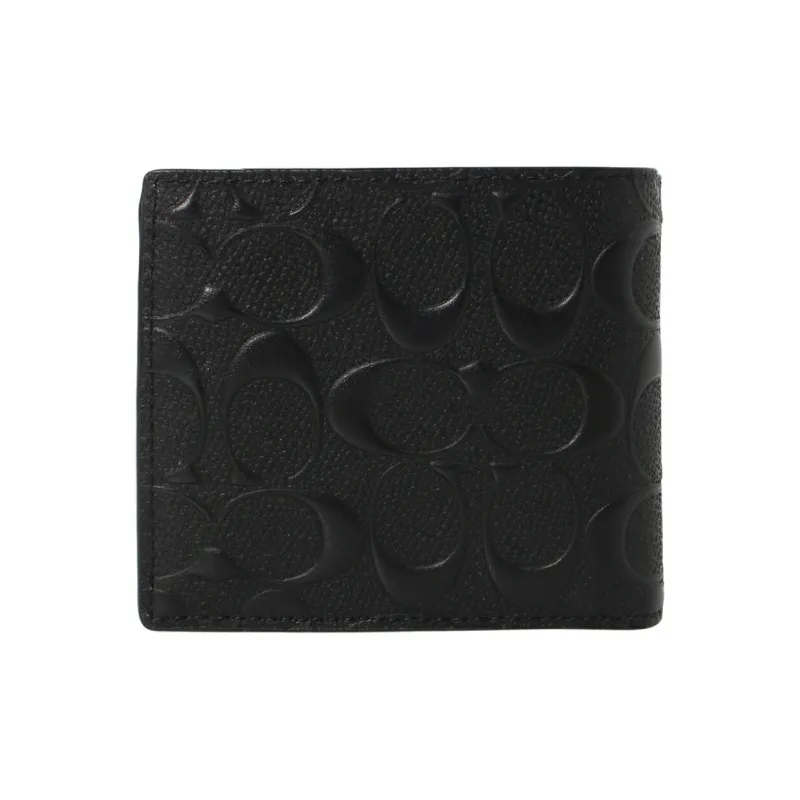 COACH Calfskin Coin Purse Mini Women's Black-3