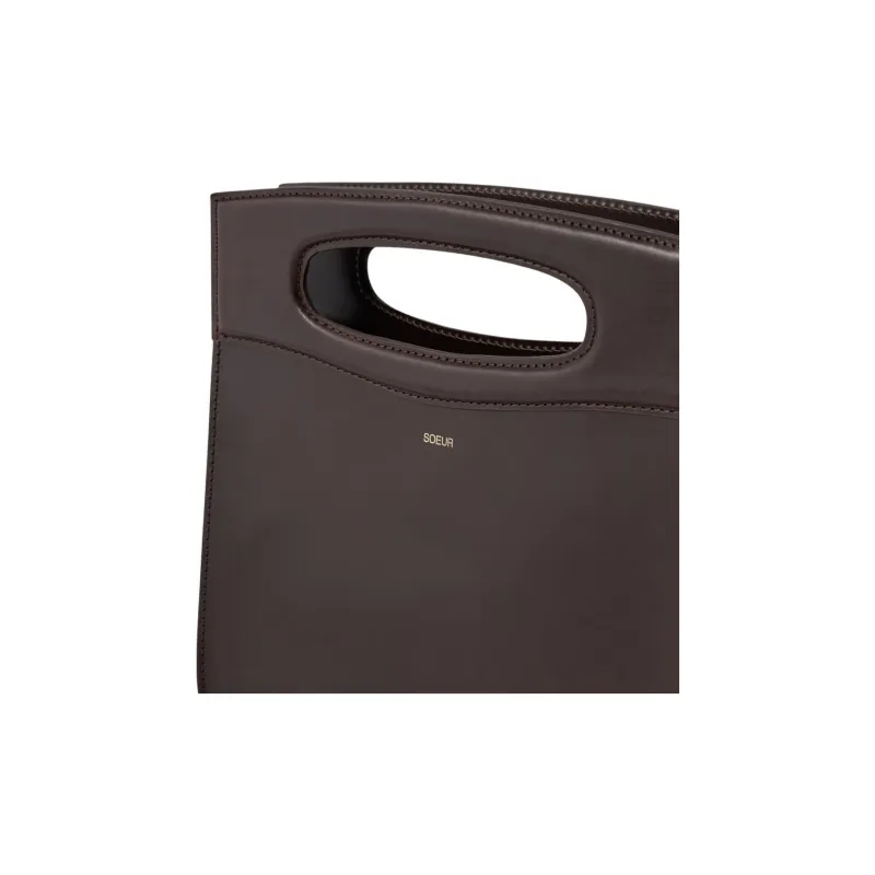 SOEUR Leather One Shoulder Handbags Women's Dark Brown-3