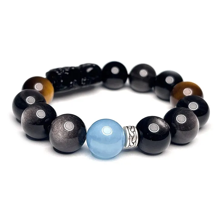 MOUNTAINS AND MANS Obsidian New Chinese Style Good Luck Beaded Bracelet Men's-2