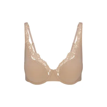 SKIMS SS25 FITS EVERYBODY LACE UNLINED FULL COVERAGE BRA Women's 1 Pack Clay/Clay