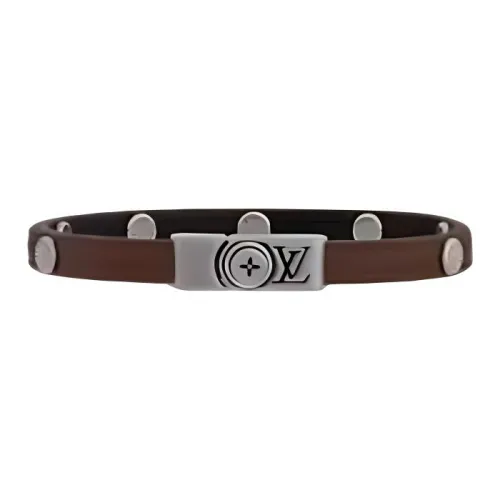 LOUIS VUITTON Leather, Hardware Accessories Bracelets Men's Brown