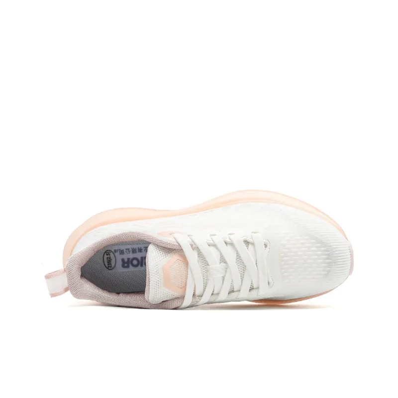 Warrior Cushioned Slip-Resistant Breathable Low-Top Casual Running Shoes Women's White Dusty Pink-3
