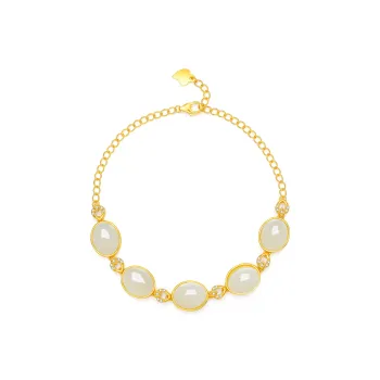 Cuiya Golden Building Hetian Jade Bracelets Pale Greenish White Jade Women's