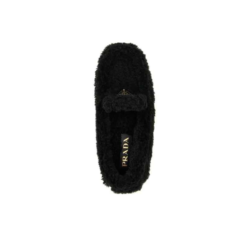 PRADA Triangle Loafers Women's Black-4