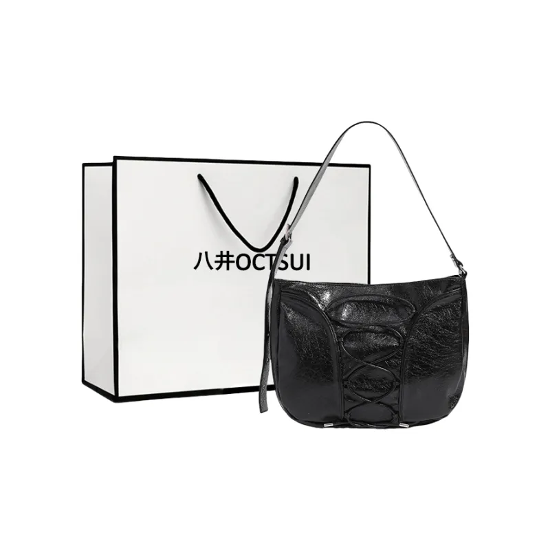 OCTSUI PU Shoulder Bag Women's Silver/Black/Ivory White-5