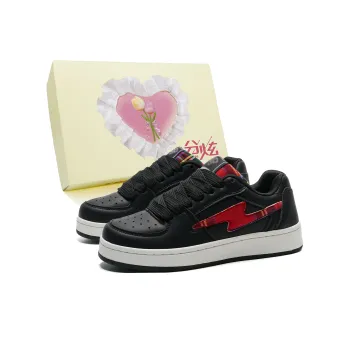 FULLXUAN Low Top Skateboard Shoes Women's Black Red