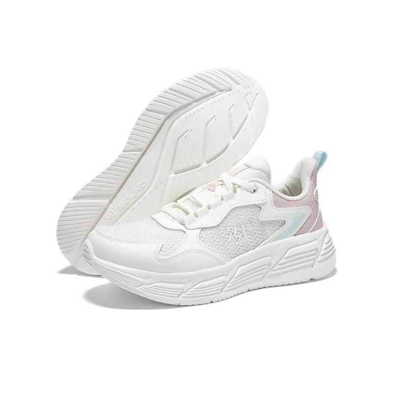 361° Cushioning Breathable Lightweight Low-Top Casual Running Shoes Women's Feather White Fresh Pink-5