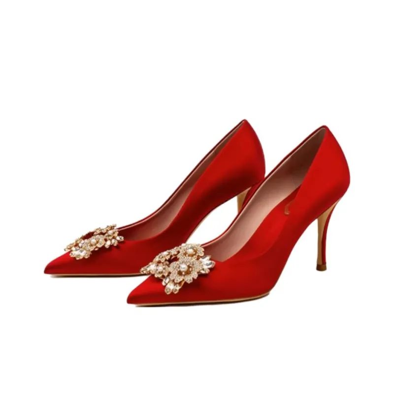Houseofavenues Slim Heel High Heels Women's Red-1