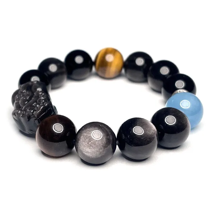 MOUNTAINS AND MANS Obsidian New Chinese Style Good Luck Beaded Bracelet Men's-3