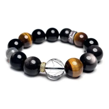 MOUNTAINS AND MANS Obsidian New Chinese Style Good Luck Beaded Bracelet Men's