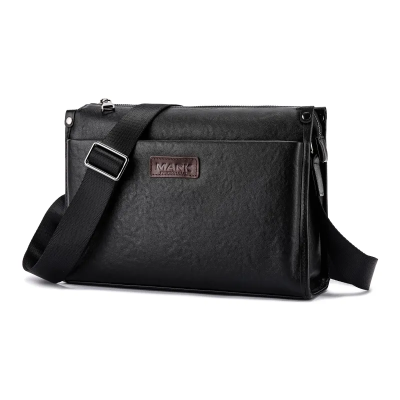 FAIRWHALE Cow Leather Shoulder Bag Crossbody Bag Messenger Bag Small Square Bag Regular Unisex Black-1