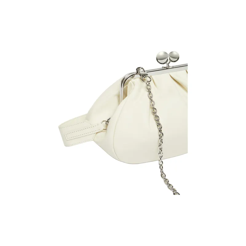 WEEKEND MaxMara Leather Crossbody Bag Shoulder Bag Medium Size Women's White-4