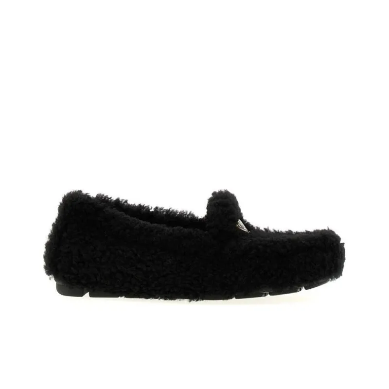 PRADA Triangle Loafers Women's Black-1