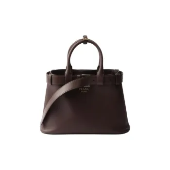 PRADA Cow Leather One Shoulder Handbags Small Size Women's Brown