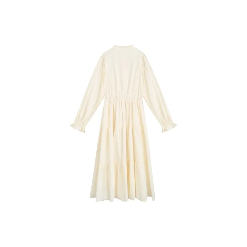 ZIHAN Long Sleeved Dress Women's Beige Gold-1