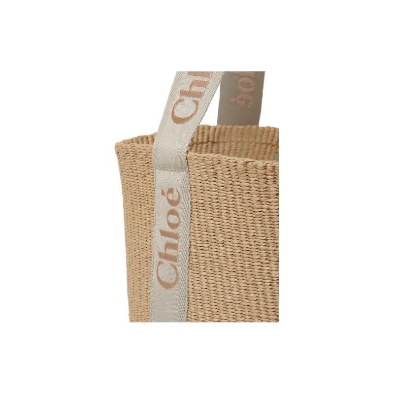 Chloe Woody Paper Handbag Tubas Women's Khaki-4