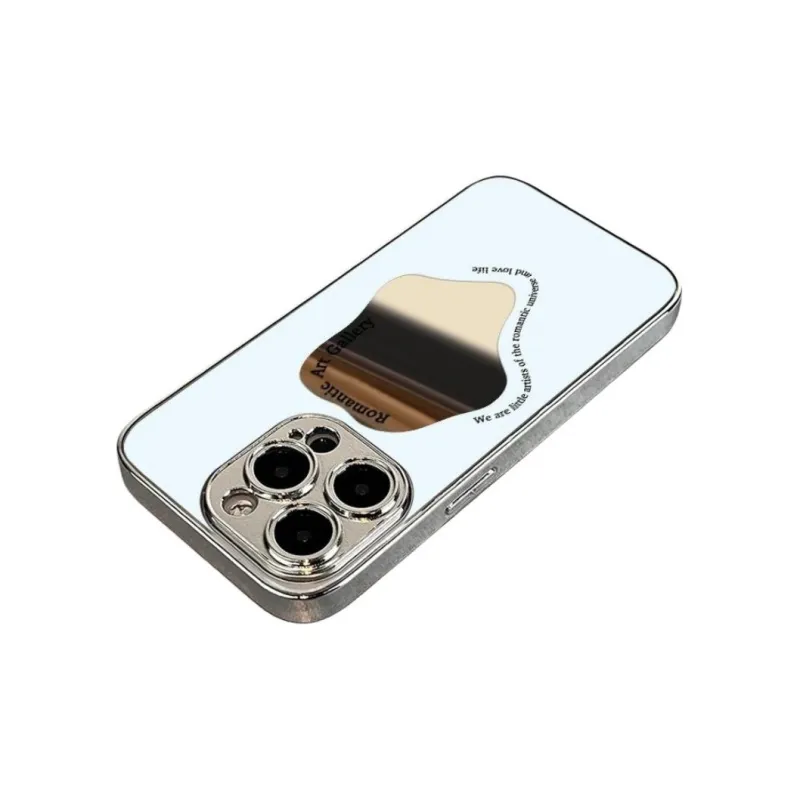 HUINIAN Silicone Material Plated Silver Mirror Phone Cases Compatibility Apple 16 Pro IPhone 15 Pro 13 Pro Max 14 12-4