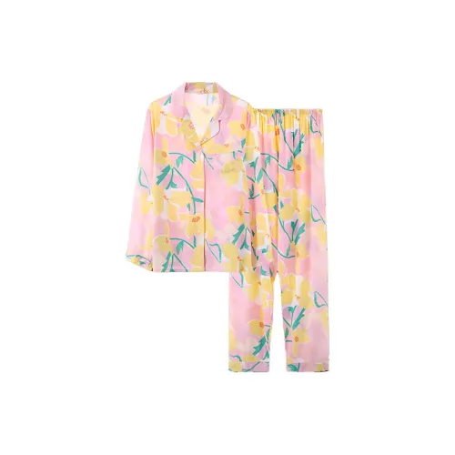 Yalu Pajama Set Women's Foundation Yellow Floral