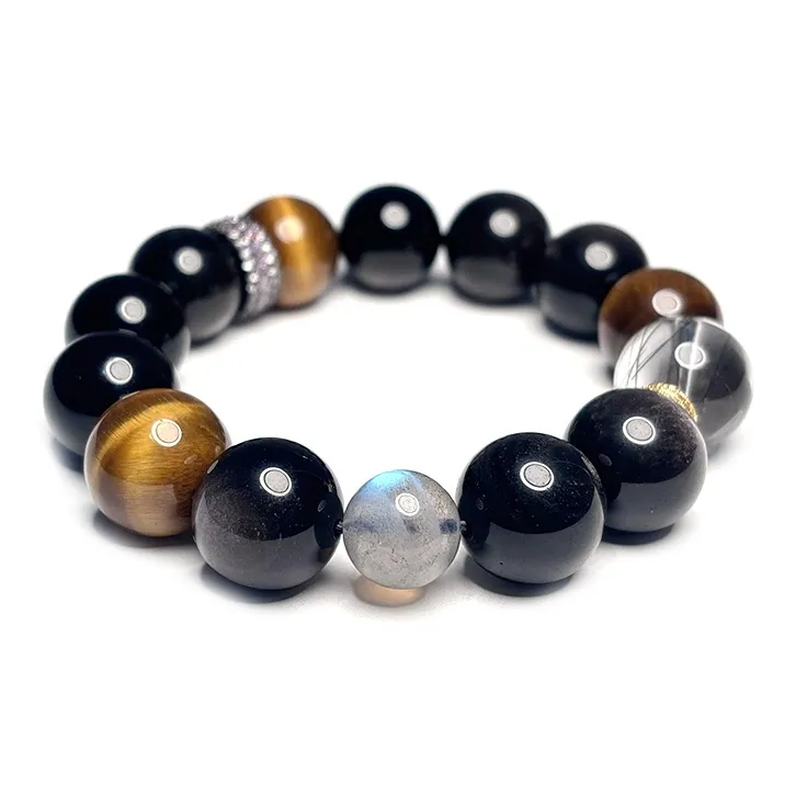 MOUNTAINS AND MANS Obsidian New Chinese Style Good Luck Beaded Bracelet Men's-3