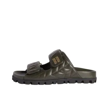 MIU MIU Matelassé Slide Slippers Women's Green