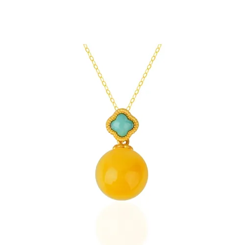 Yi Zhen Ge Amber Beeswax Necklaces Women's