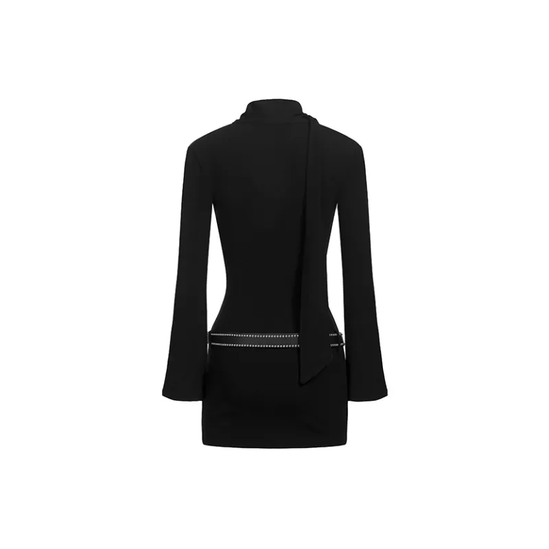 AHDO Long Sleeved Dress Women's Black-1
