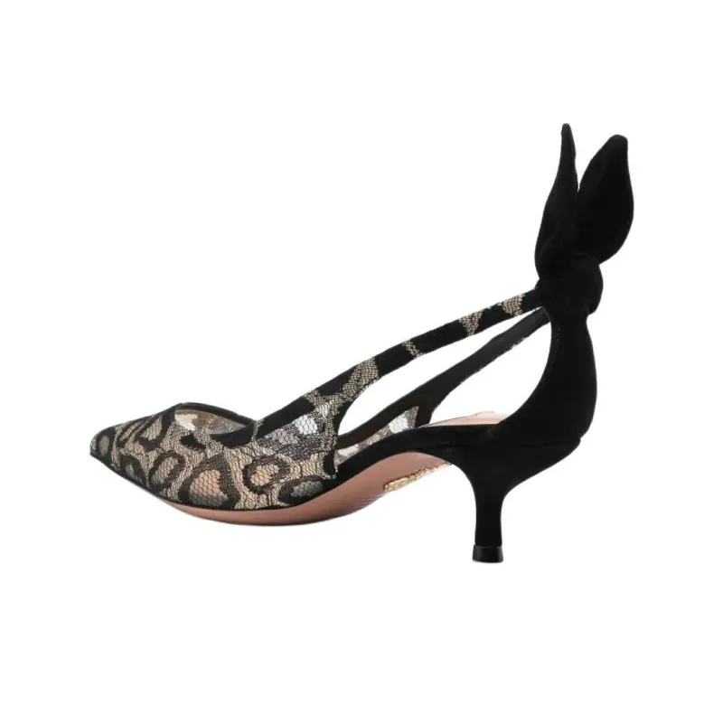 AQUAZZURA Bow Tie Slim Heel High Heels 5cm Women's Black-3