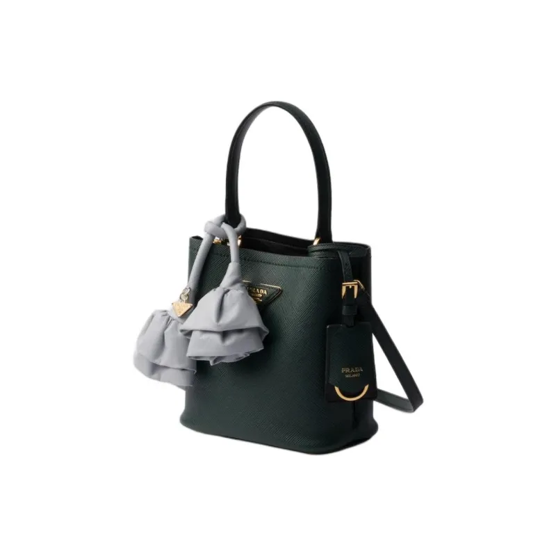 PRADA Panier Calfskin Shoulder Bags Handbags Mini Women's Emerald & Gray-1