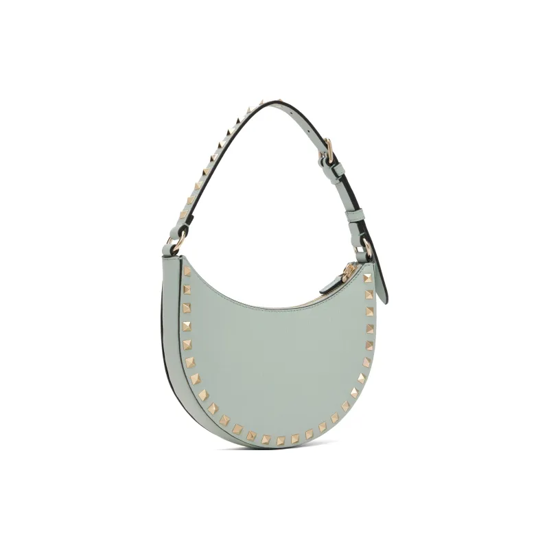 Valentino ROCKSTUD Grained Calfskin Crescent Moon Bag Handbag Mini Women's Green-2