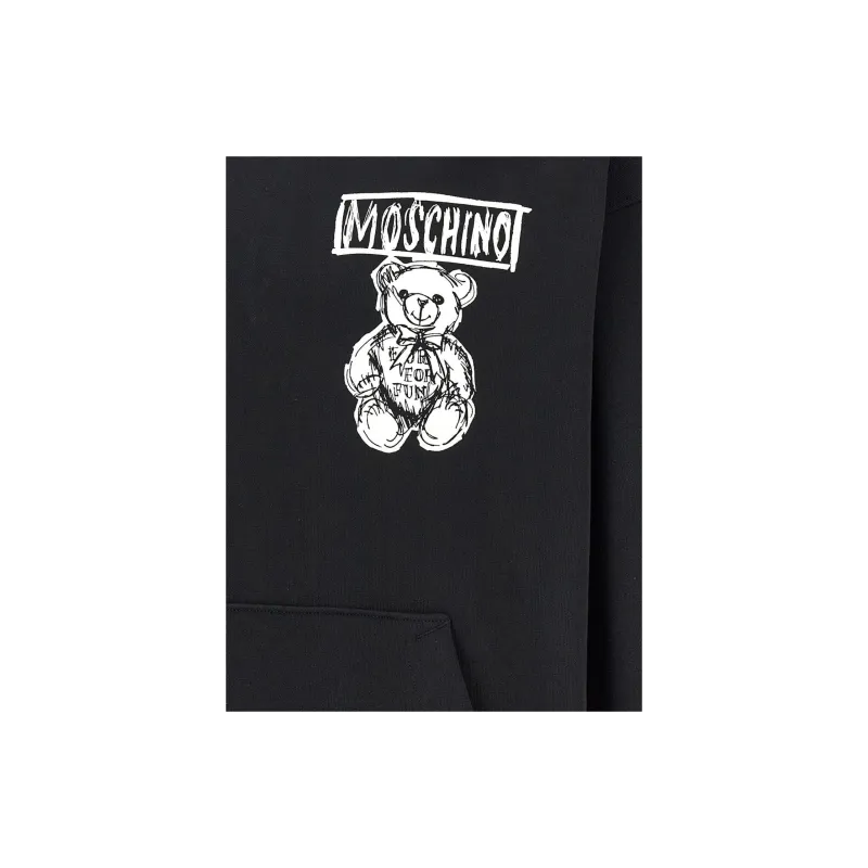 MOSCHINO Drawstring Teddy Bear Printed Hoodie-3
