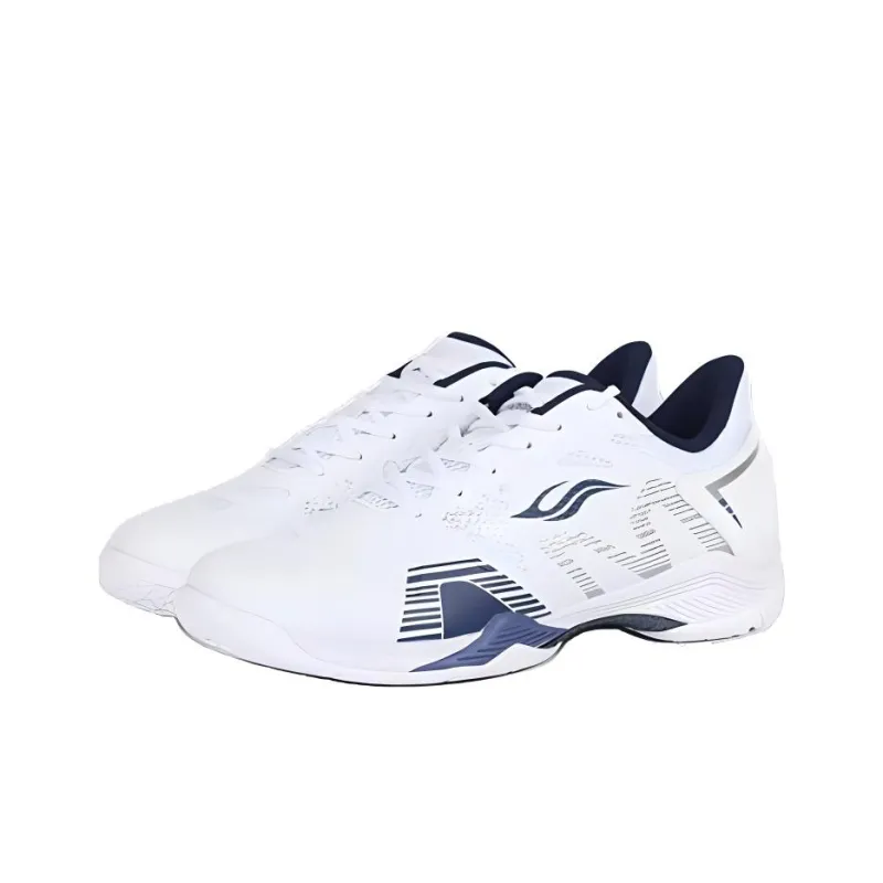 BONNY Cushioning Anti-Slip And Wear-Resistant Low-Top Badminton Shoes Unisex White Blue-2
