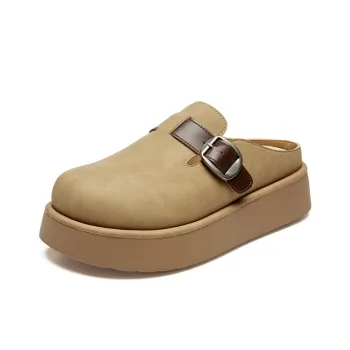 JOSINY Abrasion Resistant Slip Resistant Wrap toe Slippers Women's Camel