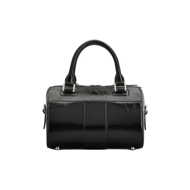 Roger Vivier Belle Vivier Lacquered Finish Calfskin Bowling Bag One Shoulder Handbag Mini Women's Black-3