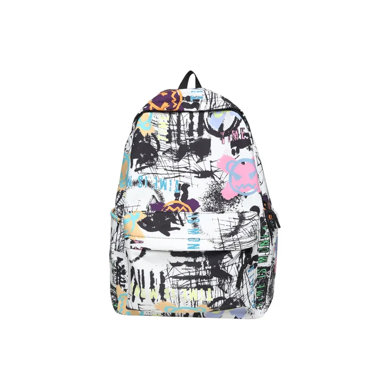 BUBM Nylon Backpack Unisex Black/White/Blue-0
