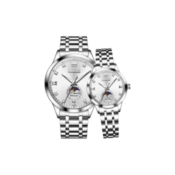 OLEVS Wisdom Series Mechanical Movement Stainless Steel Watchband Watch Unisex Black Dial