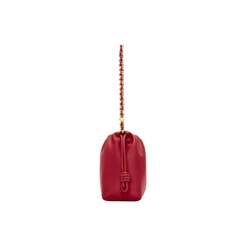 LOEWE Flamenco Lambskin Shoulder Bag Crossbody Bag Handbags Medium Size Women's 1Caramel Red-4