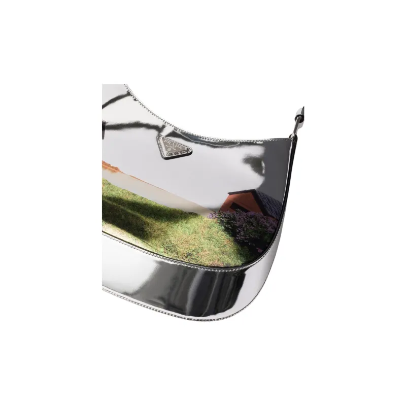 PRADA Cleo Calfskin Shoulder Bag Women's Silver-5