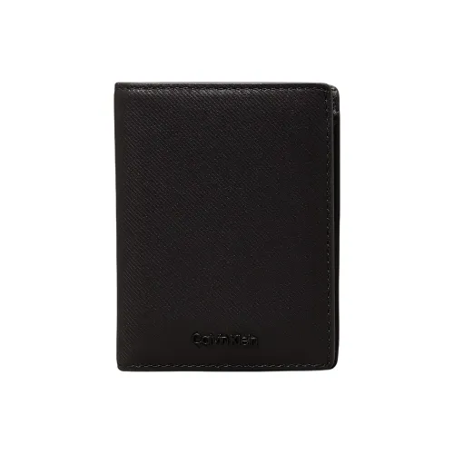 CALVIN YM0YM00313 Twill Textured Leather Wallet Men's Black