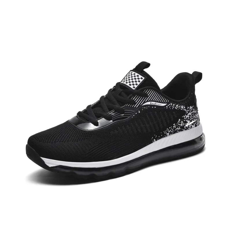 Kuding Running Shoes Men Low Top Black Turquoise White-4