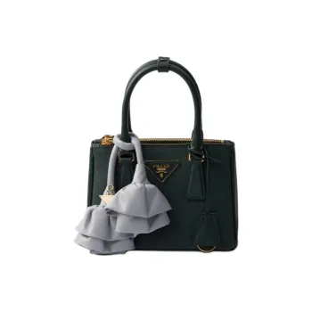 PRADA Saffiano Calfskin Shoulder Bag Crossbody Bag Handbags Mini Women's Emerald & Gray