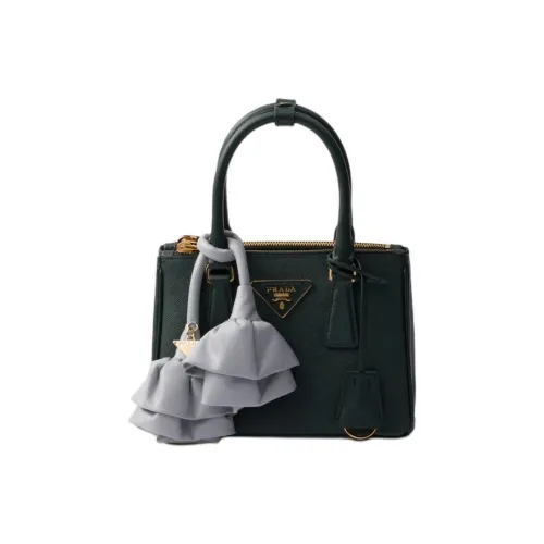 PRADA Saffiano Calfskin Shoulder Bag Crossbody Bag Handbags Mini Women's Emerald & Gray