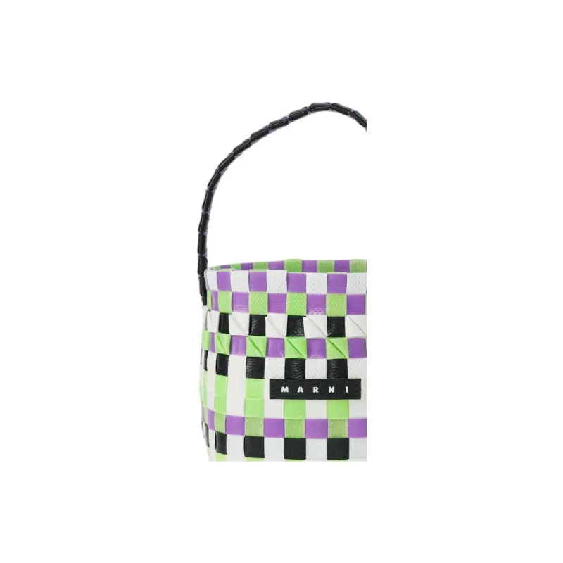 MARNI Logo Patch Checked Shoulder Bag-4
